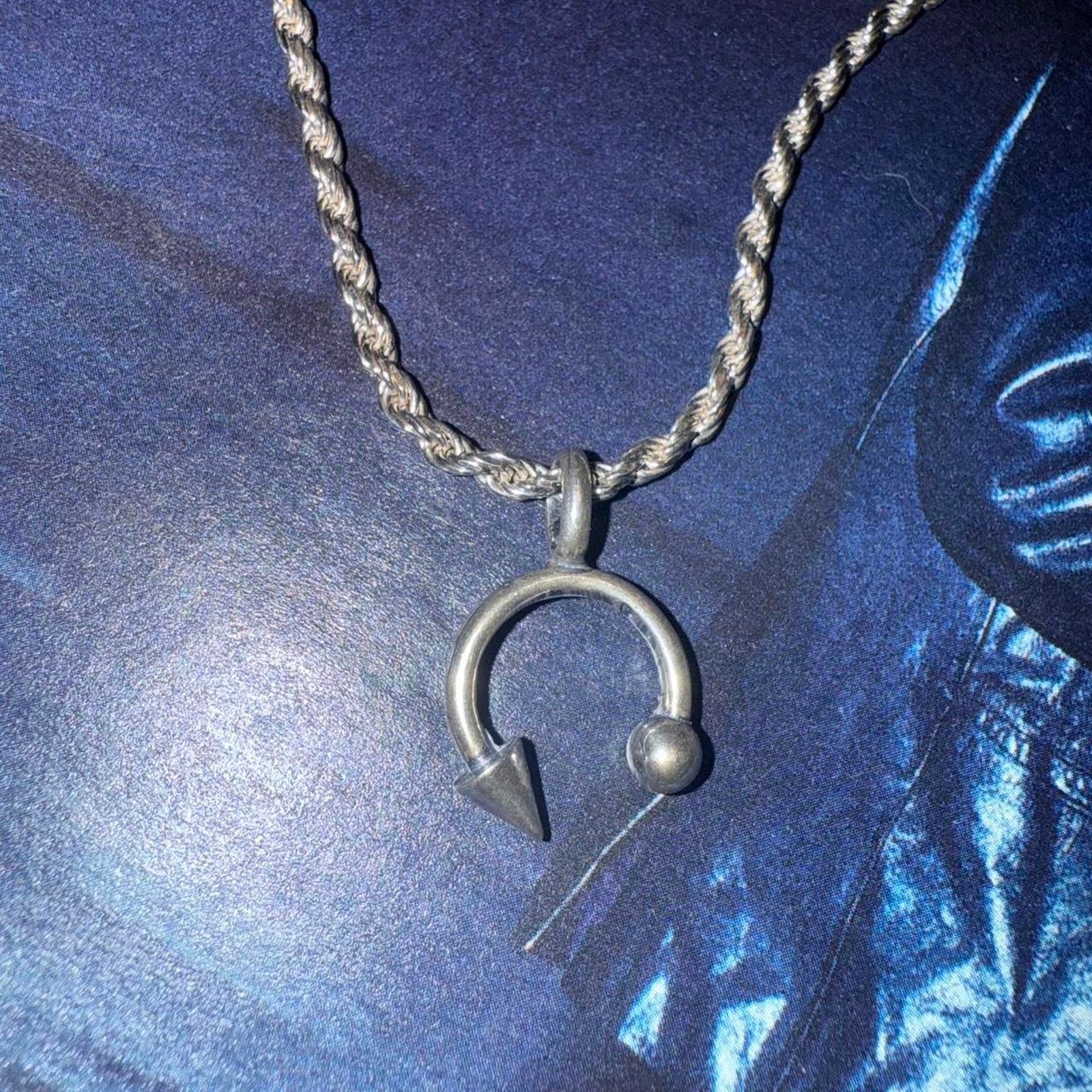 Sterling Silver 925 Unique Piercing Pendant Necklace With Solid Rope Chain 265$